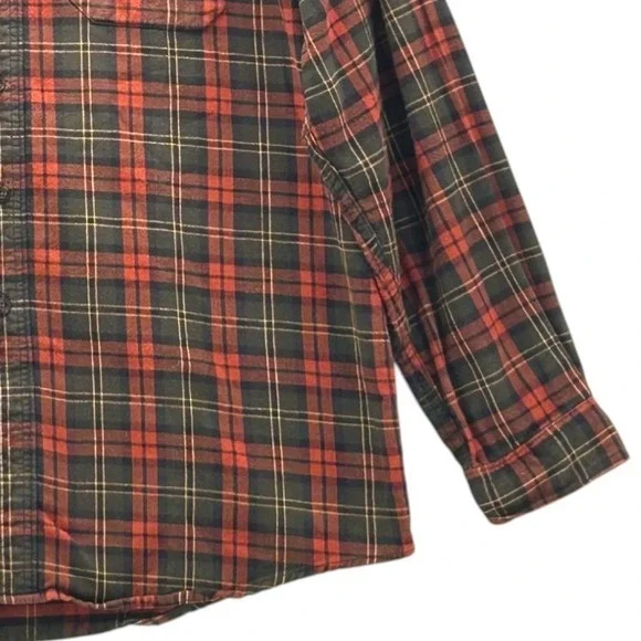 LL Bean Mens Flannel Shirt Mens Green Large - Picture 4 of 14